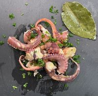 Oktopus Salat in hausgemachter Knoblauch Limettensauce